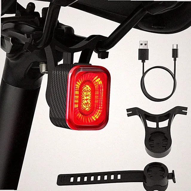 1PK Ultra Light Bike Tail Light Brake Sensing Rechargeable IP66 Waterproof LED