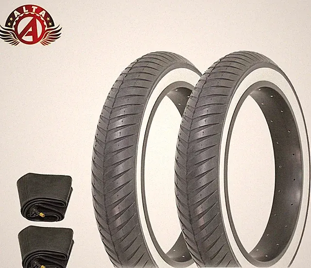 2 ALTA BICYCLE WIRE BEAD FAT CHOPPER TIRE 20 x 4-1/4 WHITEWALL SLICKRIDE W/TUBES