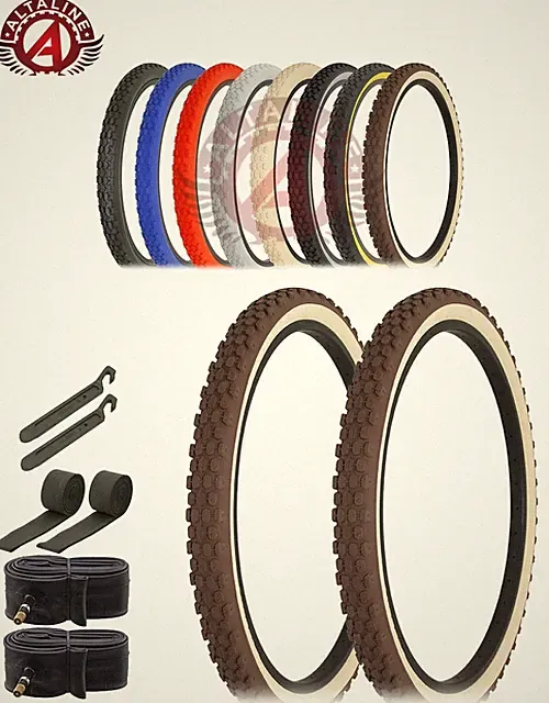 AltaLine BICYCLE WIRE BEAD DURABLE CRUISER TIRE 26 x 2.125 ROUGH KNOBBY 8pc SET.
