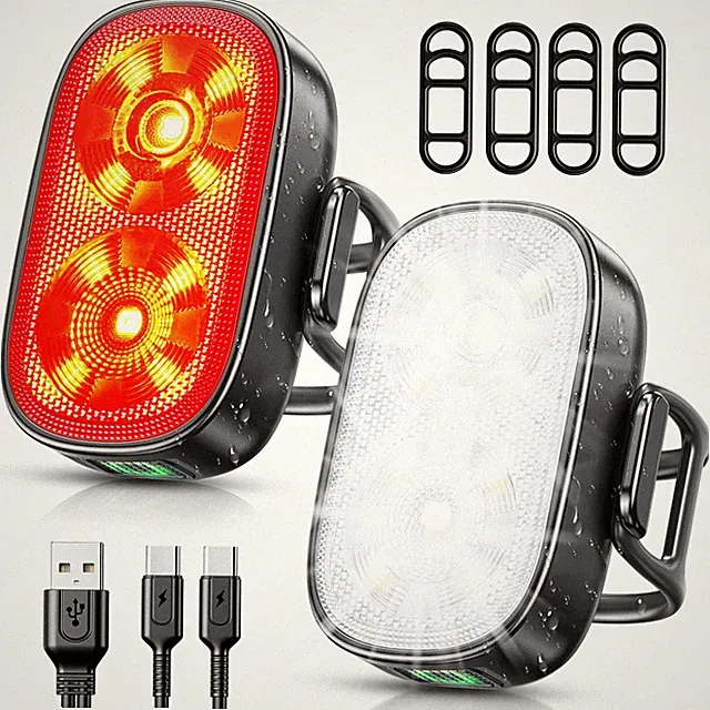 ISEYOU Bike Lights, Ultra-Slim USB-C Rechargeable Bike Lights Front and Back,...