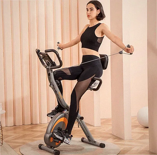 Leikefitness Folding Recumbent Exercise Bike LCD Display Home Gym Use