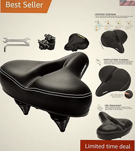 Memory Foam Bicycle Saddle Compatible with Peloton & More – Easy Installation