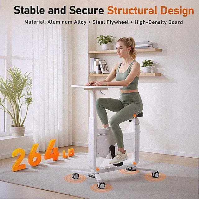 Space Saving Exercise Bike with Desktop, 264LBS 8-Level Resistance,LCD Indoor