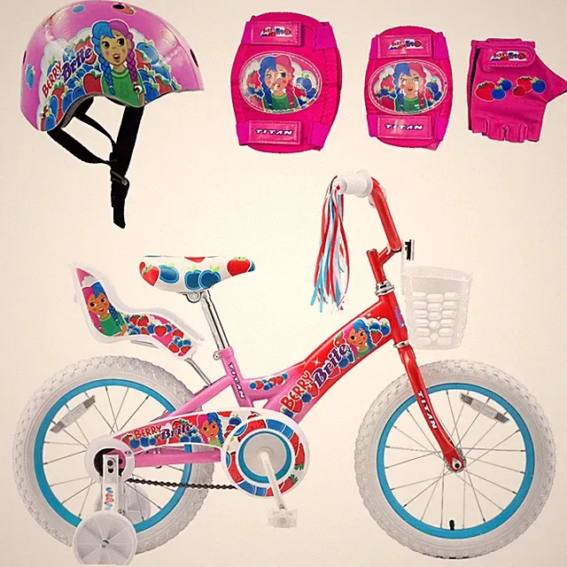 Titan Berry Brite Princess BMX Bike, Pink, 16-Inch, Helmet and Pad Set Combo Set